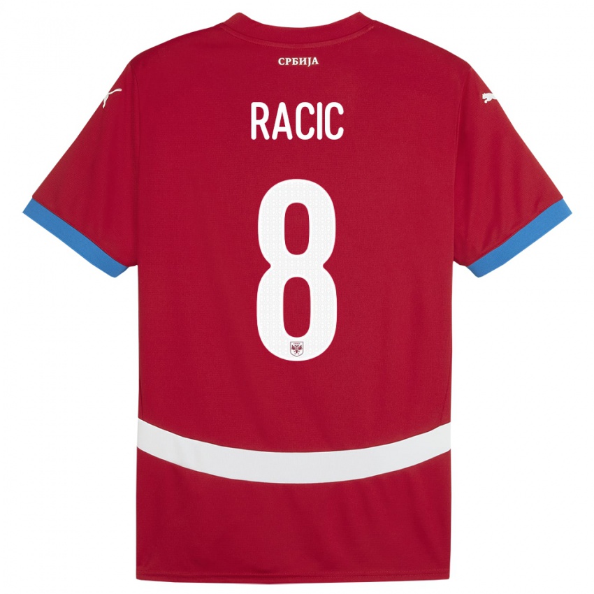 Hombre Camiseta Serbia Uros Racic #8 Rojo 1ª Equipación 24-26 La Camisa Perú