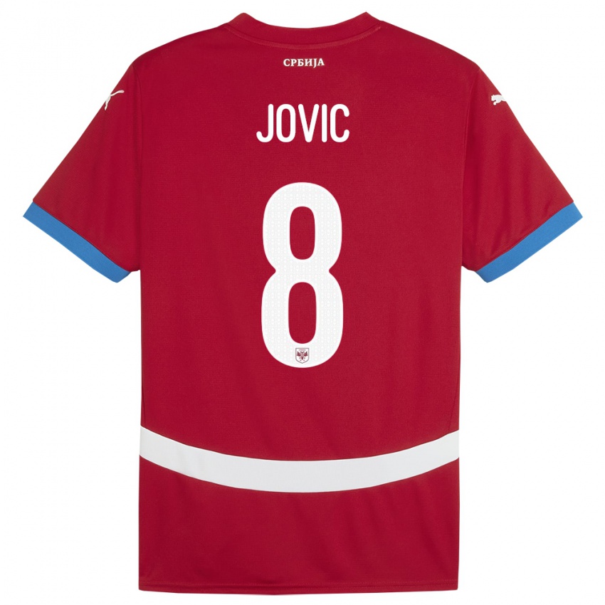 Hombre Camiseta Serbia Luka Jovic #8 Rojo 1ª Equipación 24-26 La Camisa Perú