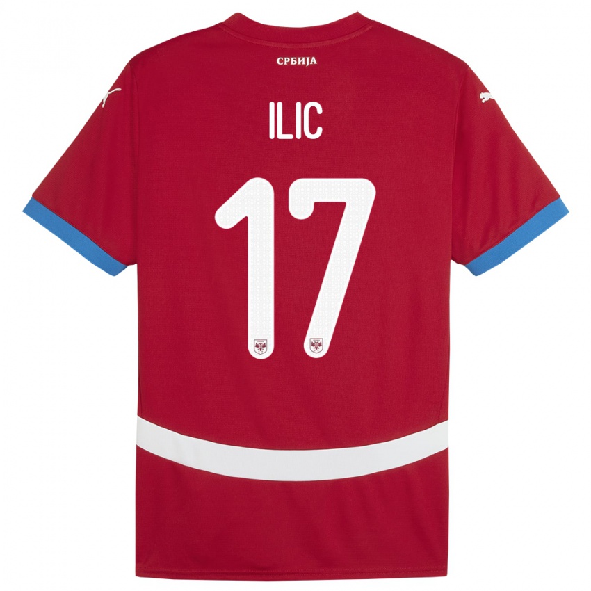 Hombre Camiseta Serbia Ivan Ilic #17 Rojo 1ª Equipación 24-26 La Camisa Perú