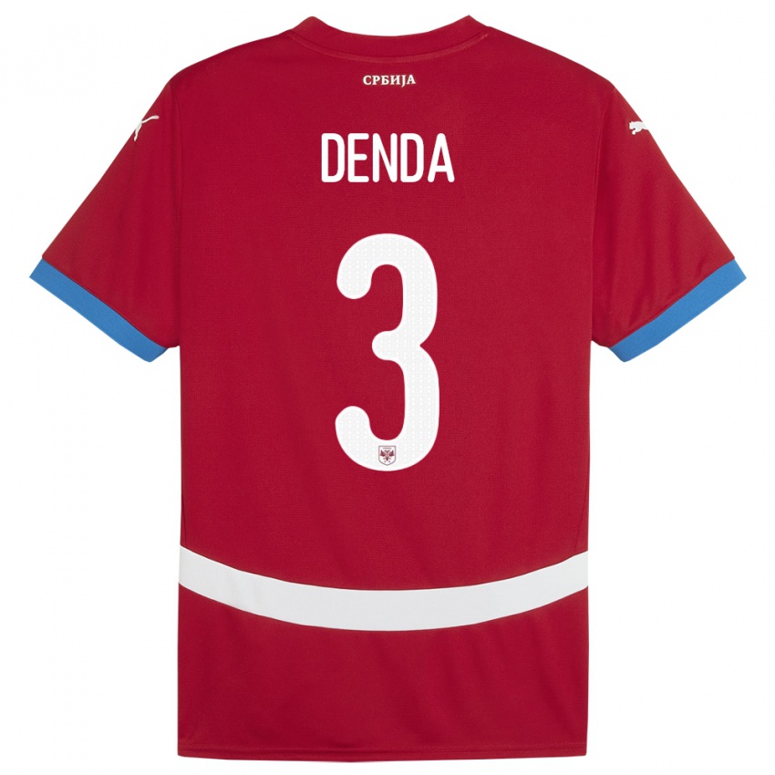 Hombre Camiseta Serbia Milica Denda #3 Rojo 1ª Equipación 24-26 La Camisa Perú