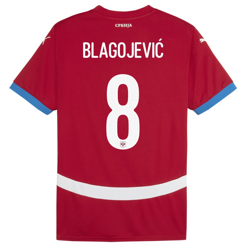 Hombre Camiseta Serbia Dina Blagojevic #8 Rojo 1ª Equipación 24-26 La Camisa Perú