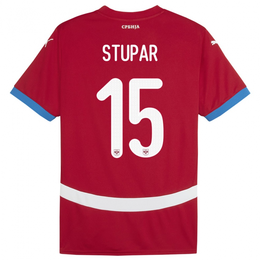 Hombre Camiseta Serbia Zivana Stupar #15 Rojo 1ª Equipación 24-26 La Camisa Perú