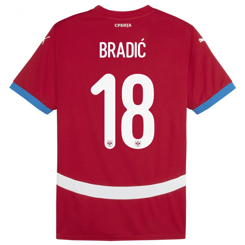 Hombre Camiseta Serbia Biljana Bradic #18 Rojo 1ª Equipación 24-26 La Camisa Perú