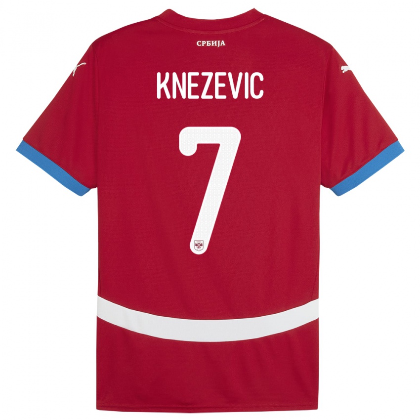 Hombre Camiseta Serbia Nikola Knezevic #7 Rojo 1ª Equipación 24-26 La Camisa Perú