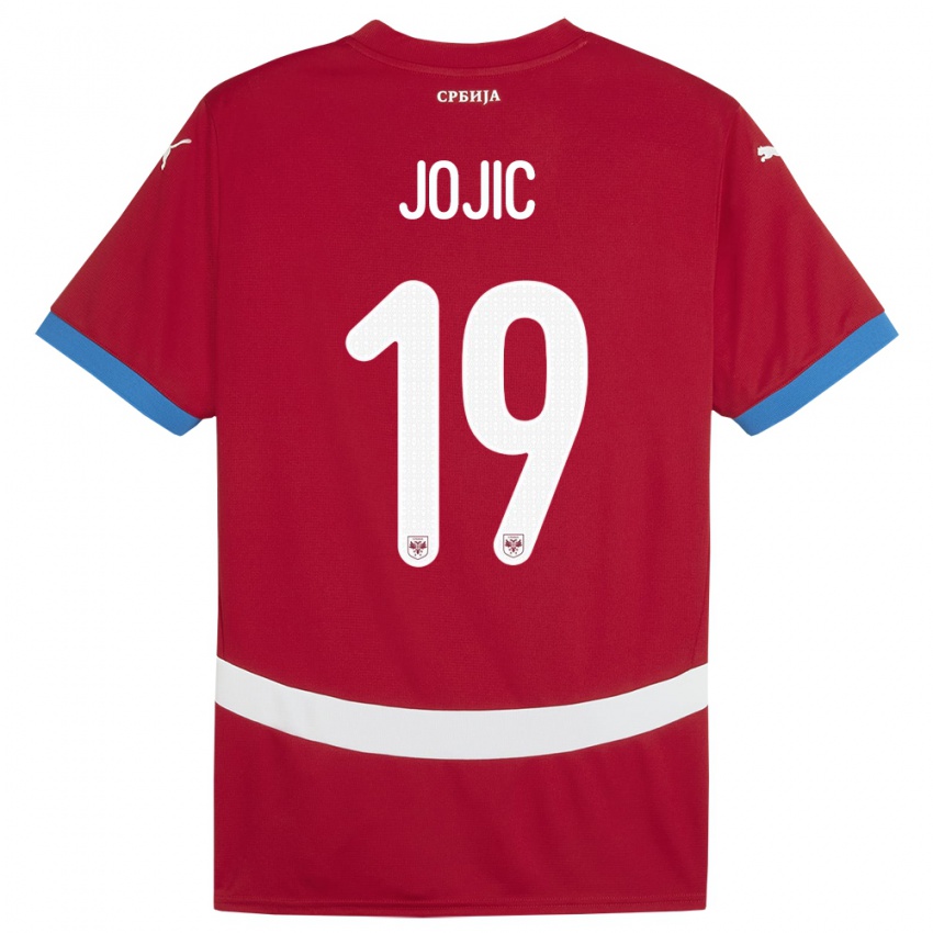 Hombre Camiseta Serbia Nikola Jojic #19 Rojo 1ª Equipación 24-26 La Camisa Perú