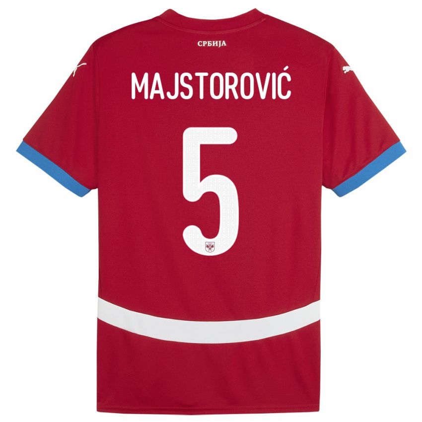 Hombre Camiseta Serbia Milan Majstorovic #5 Rojo 1ª Equipación 24-26 La Camisa Perú