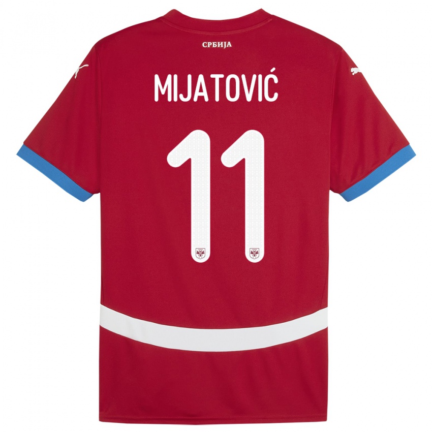 Hombre Camiseta Serbia Jovan Mijatovic #11 Rojo 1ª Equipación 24-26 La Camisa Perú