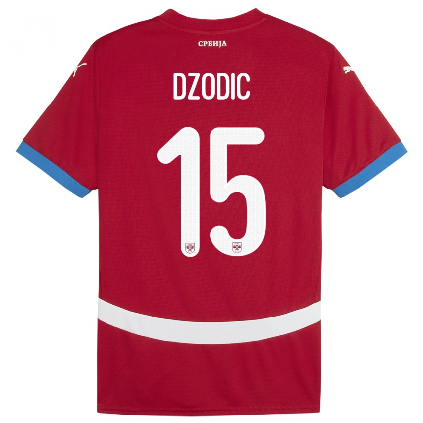 Hombre Camiseta Serbia Stefan Dzodic #15 Rojo 1ª Equipación 24-26 La Camisa Perú