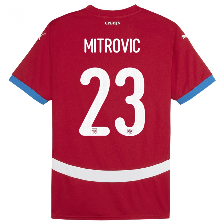Hombre Camiseta Serbia Vuk Mitrovic #23 Rojo 1ª Equipación 24-26 La Camisa Perú