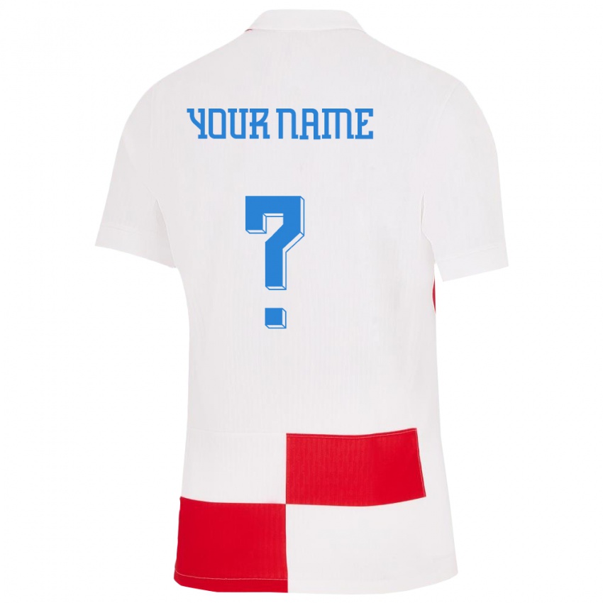 Hombre Camiseta Croacia Su Nombre #0 Blanco Rojo 1ª Equipación 24-26 La Camisa Perú