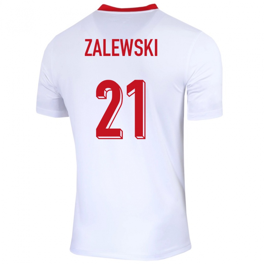 Hombre Camiseta Polonia Nicola Zalewski #21 Blanco 1ª Equipación 24-26 La Camisa Perú