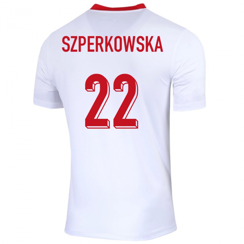 Hombre Camiseta Polonia Oliwia Szperkowska #22 Blanco 1ª Equipación 24-26 La Camisa Perú