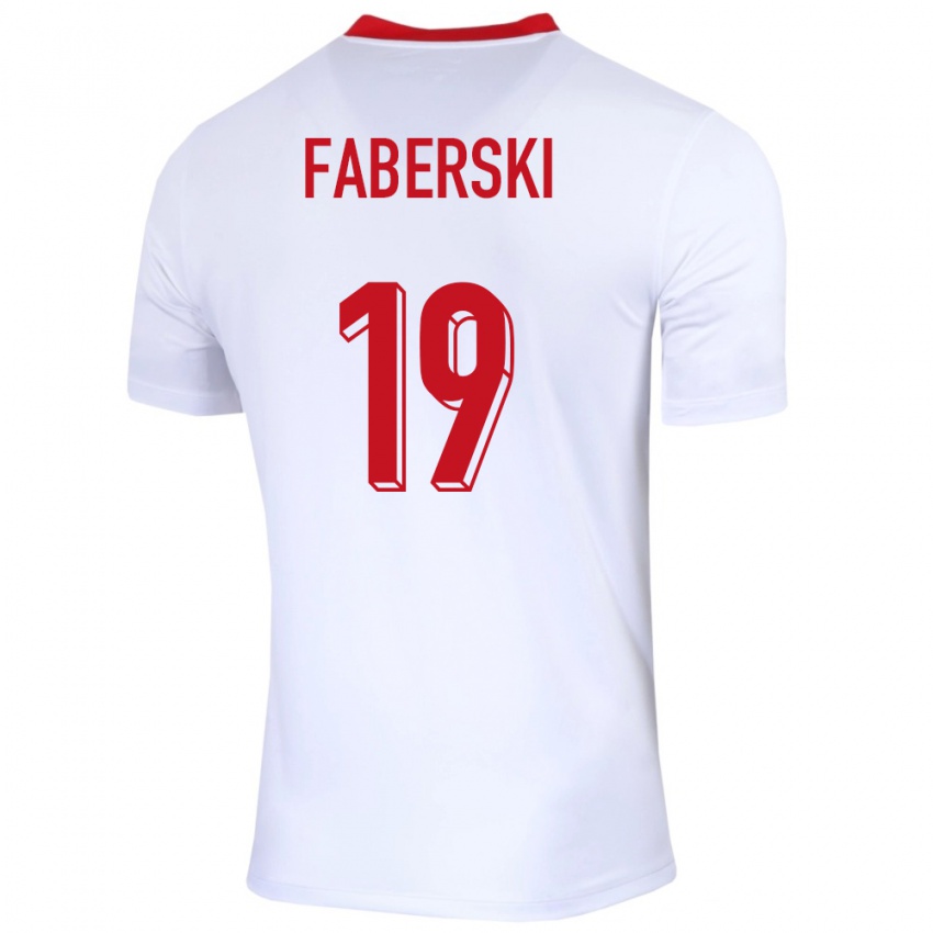 Hombre Camiseta Polonia Jan Faberski #19 Blanco 1ª Equipación 24-26 La Camisa Perú