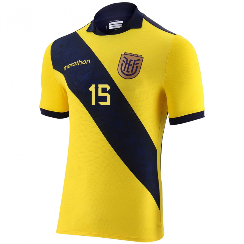 Hombre Camiseta Ecuador Juan Sanchez #15 Amarillo 1ª Equipación 24-26 La Camisa Perú