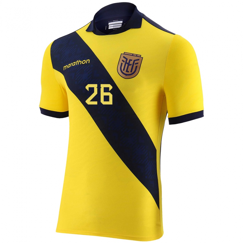 Hombre Camiseta Ecuador Anthony Valencia #26 Amarillo 1ª Equipación 24-26 La Camisa Perú