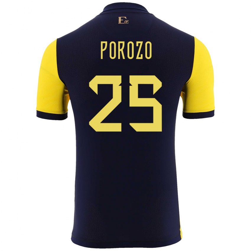 Hombre Camiseta Ecuador Jackson Porozo #255 Amarillo 1ª Equipación 24-26 La Camisa Perú