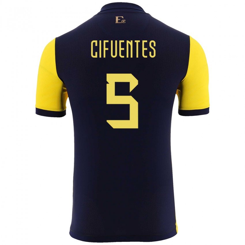 Hombre Camiseta Ecuador Jose Cifuentes #5 Amarillo 1ª Equipación 24-26 La Camisa Perú