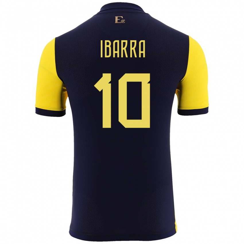 Hombre Camiseta Ecuador Romario Ibarra #10 Amarillo 1ª Equipación 24-26 La Camisa Perú