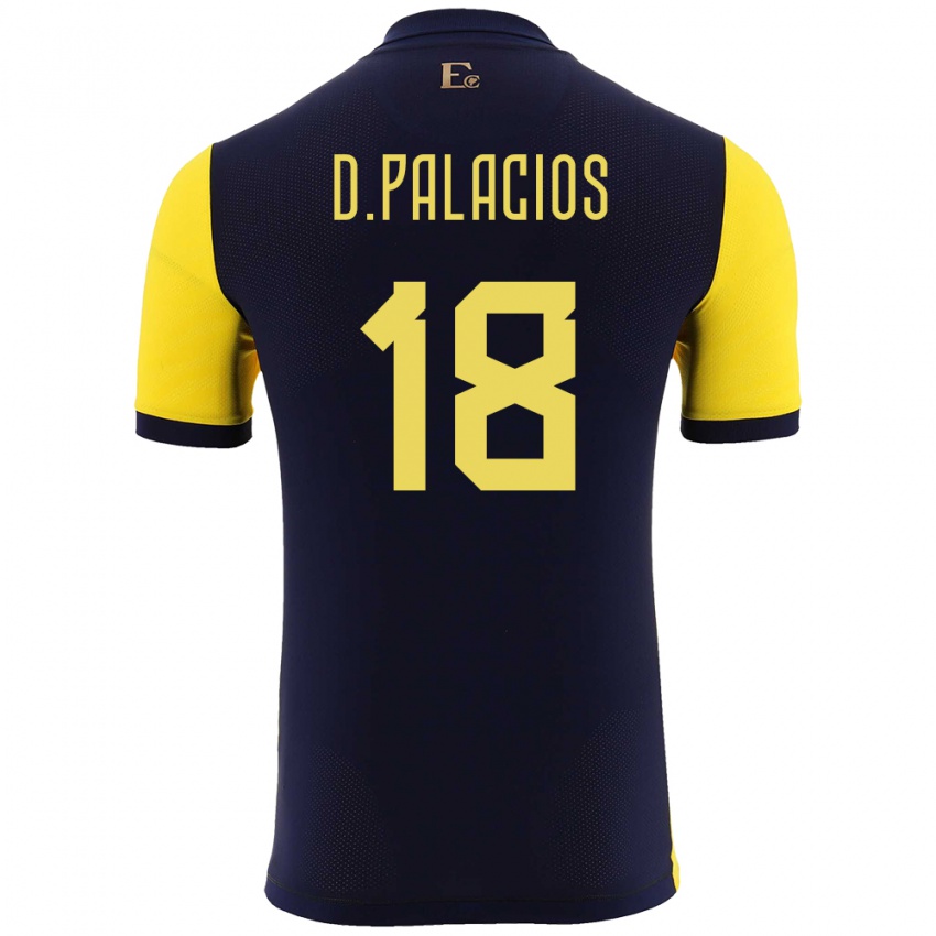 Hombre Camiseta Ecuador Diego Palacios #18 Amarillo 1ª Equipación 24-26 La Camisa Perú