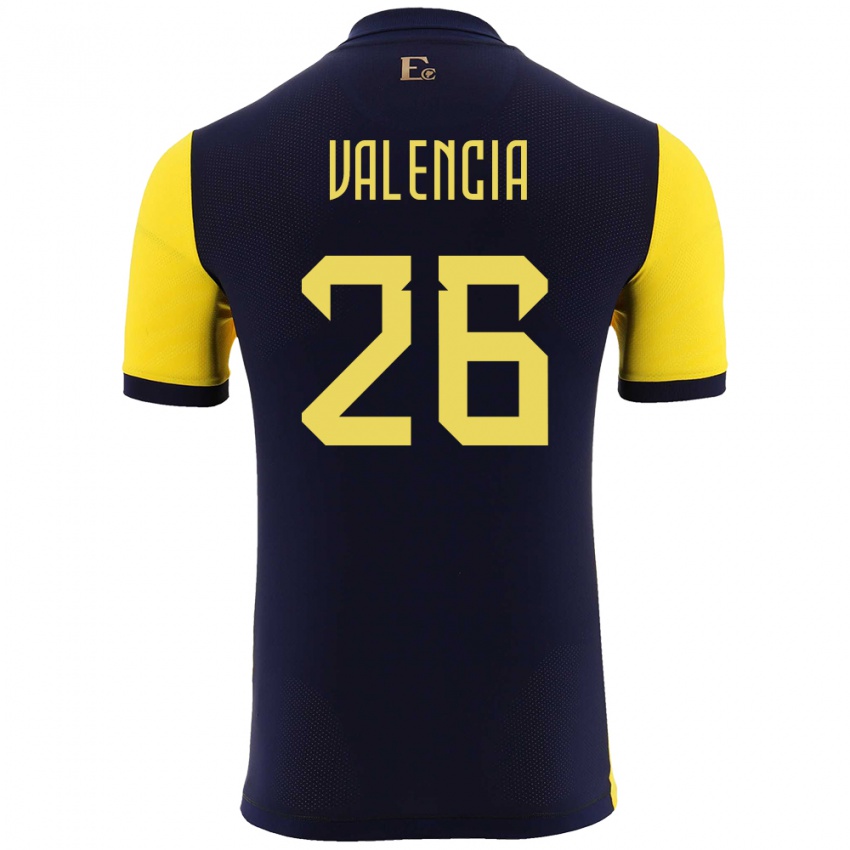 Hombre Camiseta Ecuador Anthony Valencia #26 Amarillo 1ª Equipación 24-26 La Camisa Perú