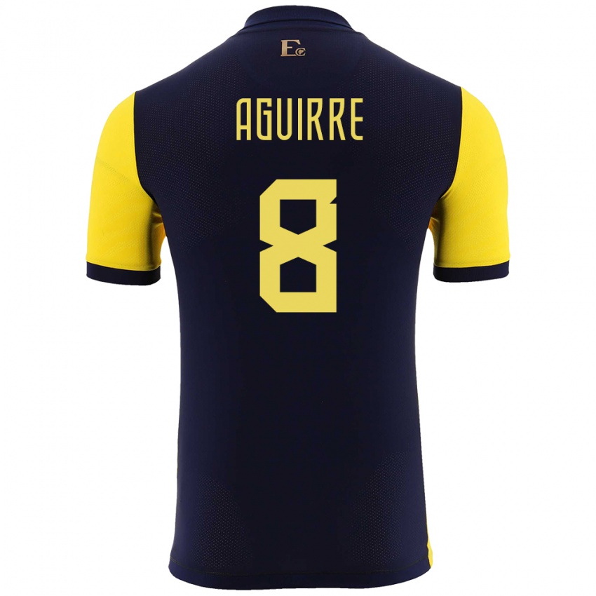 Hombre Camiseta Ecuador Marthina Aguirre #8 Amarillo 1ª Equipación 24-26 La Camisa Perú