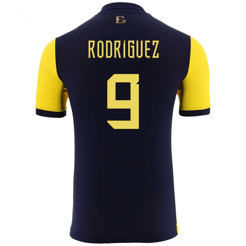 Hombre Camiseta Ecuador Ingrid Rodriguez #9 Amarillo 1ª Equipación 24-26 La Camisa Perú