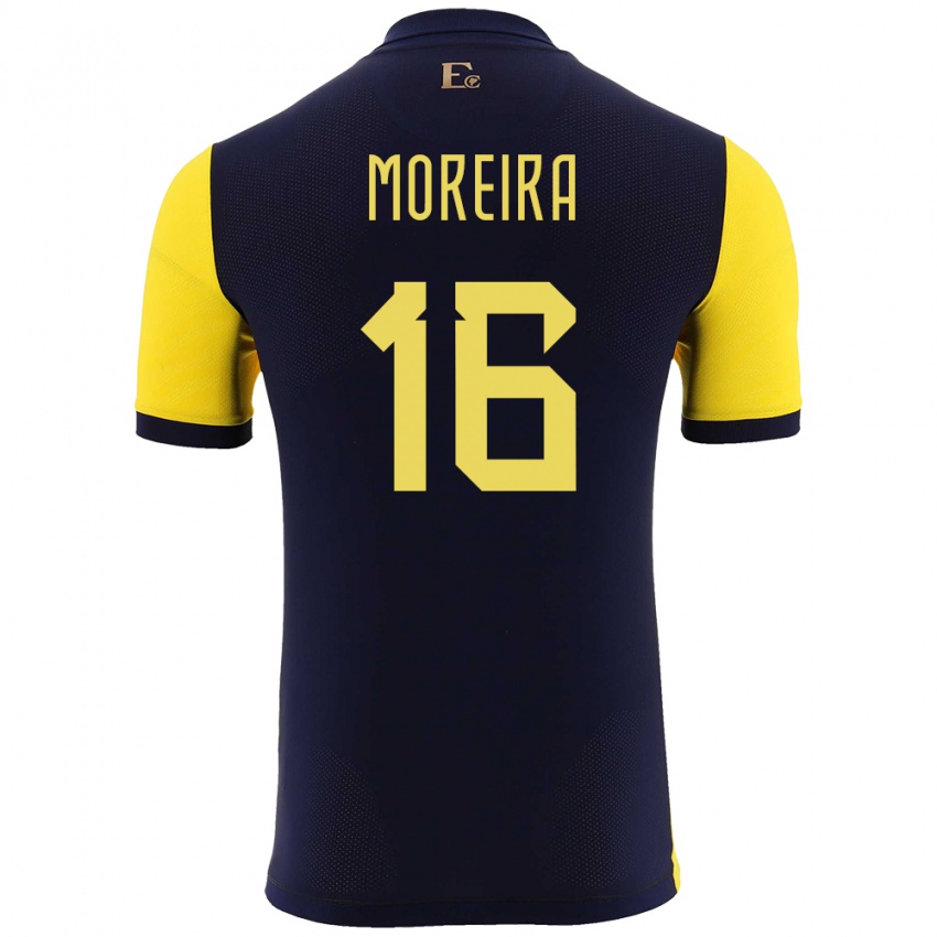 Hombre Camiseta Ecuador Ligia Moreira #16 Amarillo 1ª Equipación 24-26 La Camisa Perú