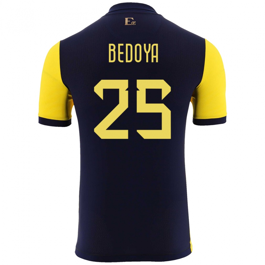 Hombre Camiseta Ecuador Jaydah Bedoya #25 Amarillo 1ª Equipación 24-26 La Camisa Perú