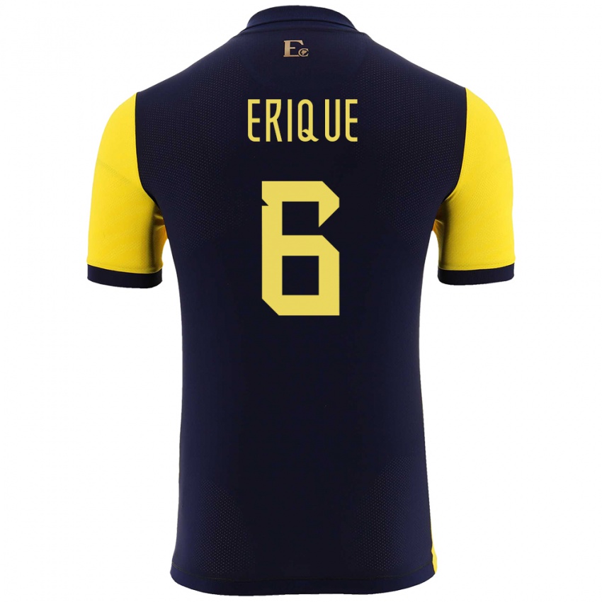 Hombre Camiseta Ecuador Yeltzin Erique #6 Amarillo 1ª Equipación 24-26 La Camisa Perú