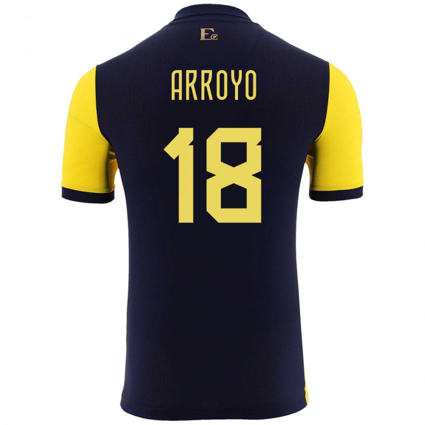 Hombre Camiseta Ecuador Jean Arroyo #18 Amarillo 1ª Equipación 24-26 La Camisa Perú