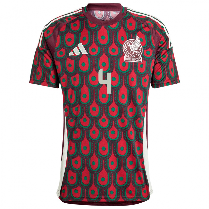 Hombre Camiseta México Jesus Alcantar #4 Granate 1ª Equipación 24-26 La Camisa Perú