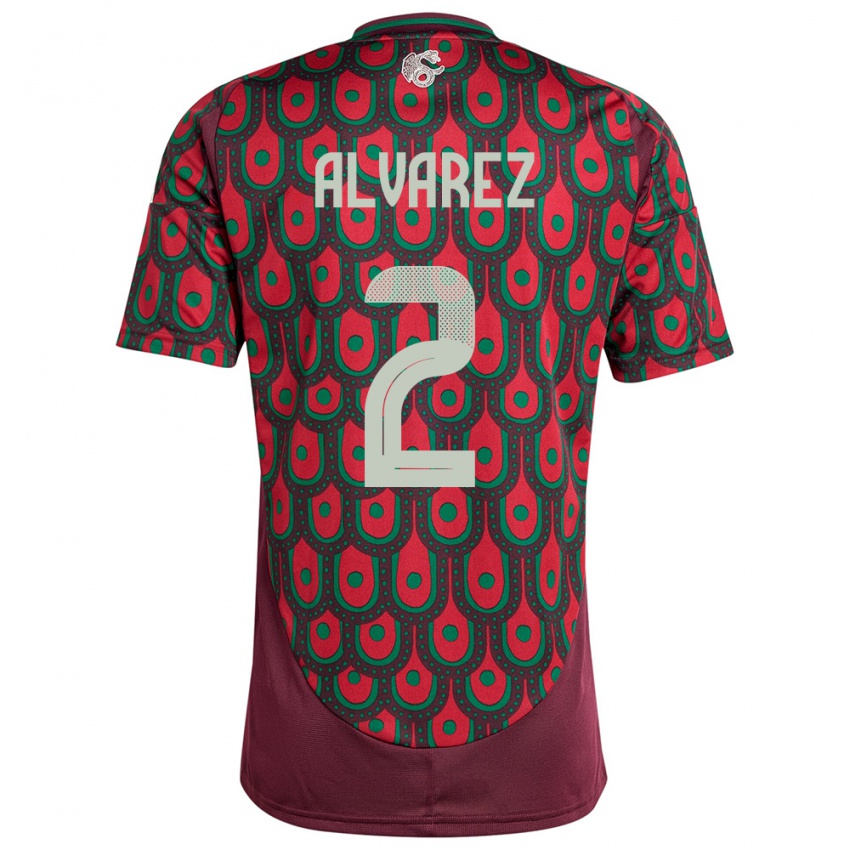 Hombre Camiseta México Kevin Alvarez #2 Granate 1ª Equipación 24-26 La Camisa Perú