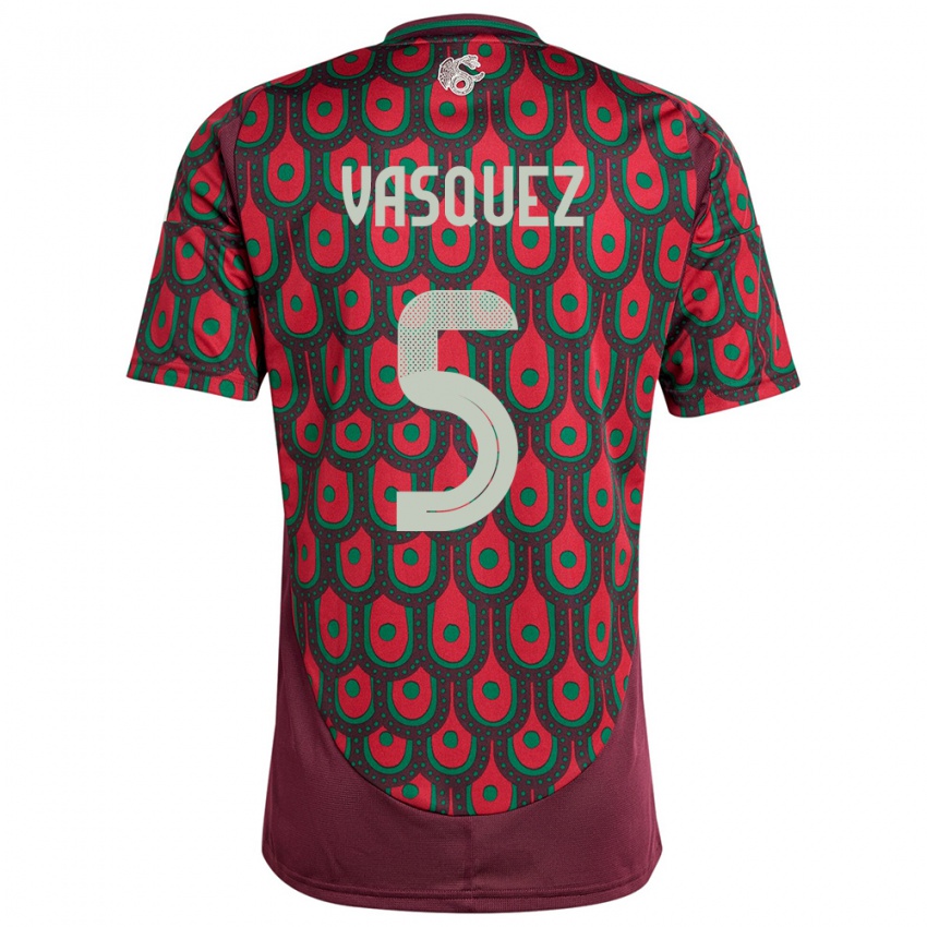 Hombre Camiseta México Johan Vasquez #5 Granate 1ª Equipación 24-26 La Camisa Perú