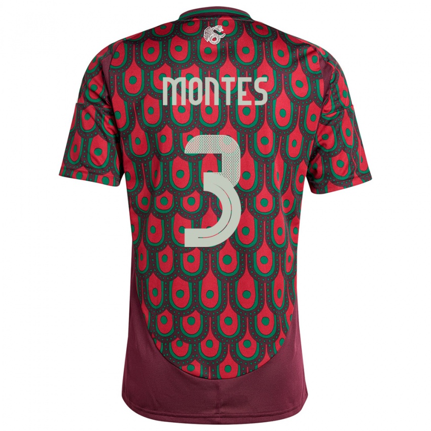 Hombre Camiseta México Cesar Montes #3 Granate 1ª Equipación 24-26 La Camisa Perú