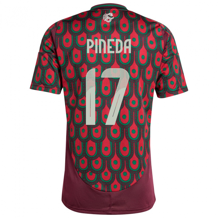 Hombre Camiseta México Orbelin Pineda #17 Granate 1ª Equipación 24-26 La Camisa Perú