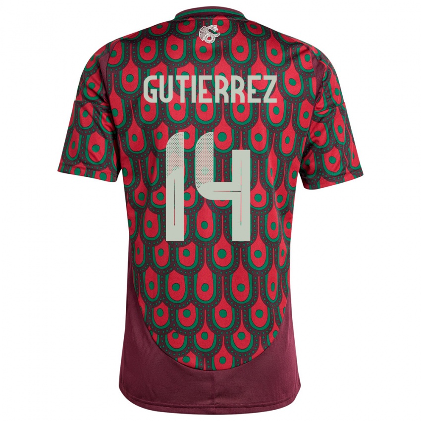 Hombre Camiseta México Erick Gutierrez #14 Granate 1ª Equipación 24-26 La Camisa Perú