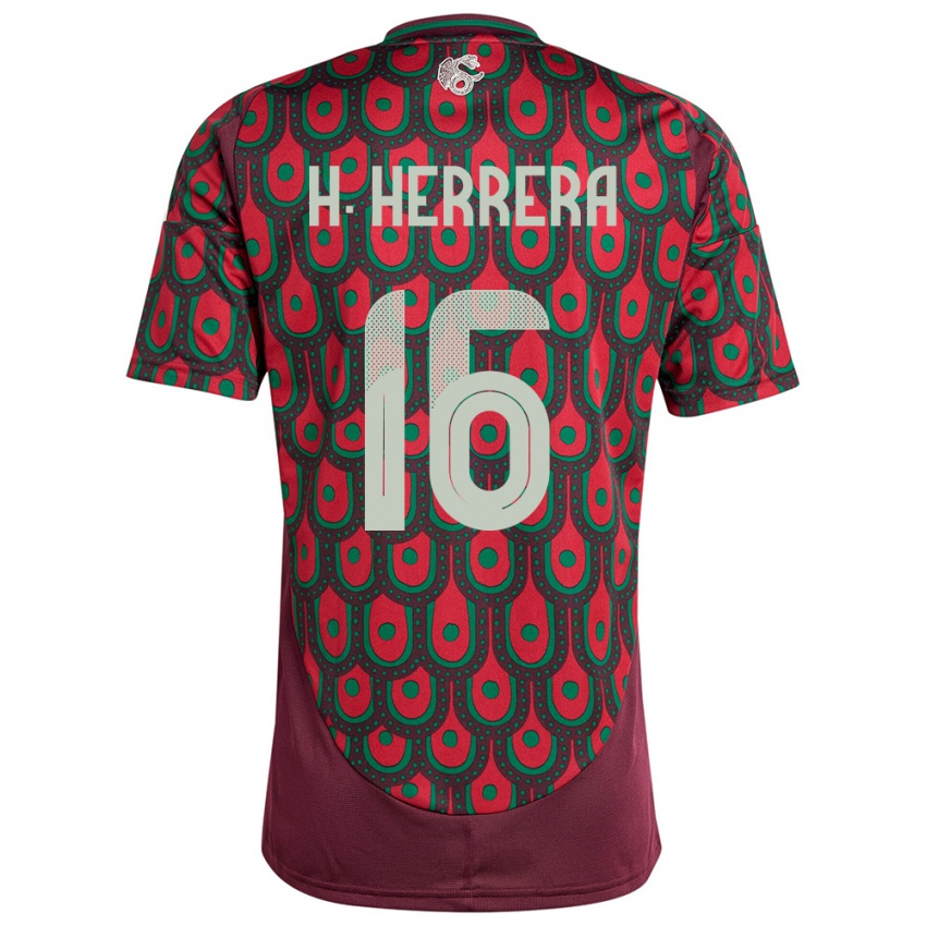 Hombre Camiseta México Hector Herrera #16 Granate 1ª Equipación 24-26 La Camisa Perú