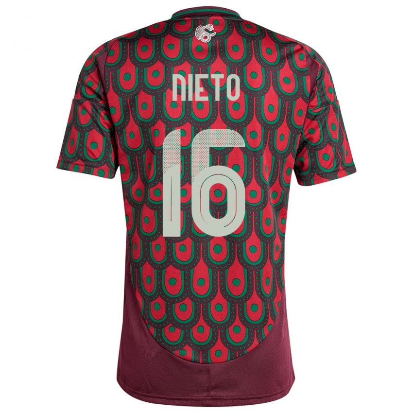 Hombre Camiseta México Karla Nieto #16 Granate 1ª Equipación 24-26 La Camisa Perú