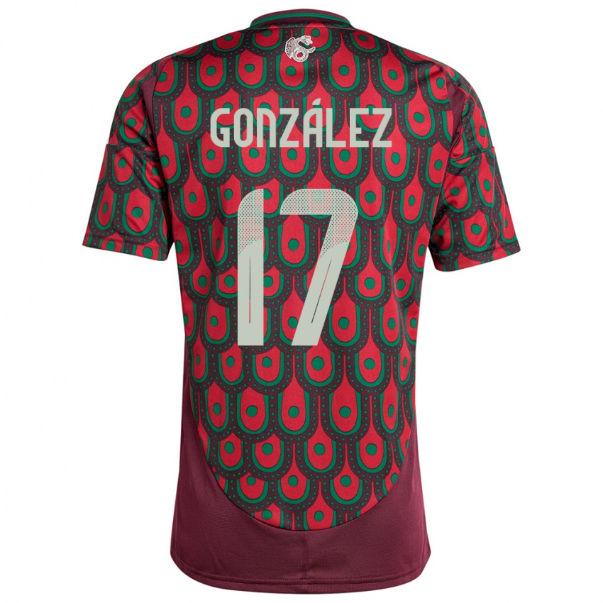 Hombre Camiseta México Alison Gonzalez #17 Granate 1ª Equipación 24-26 La Camisa Perú