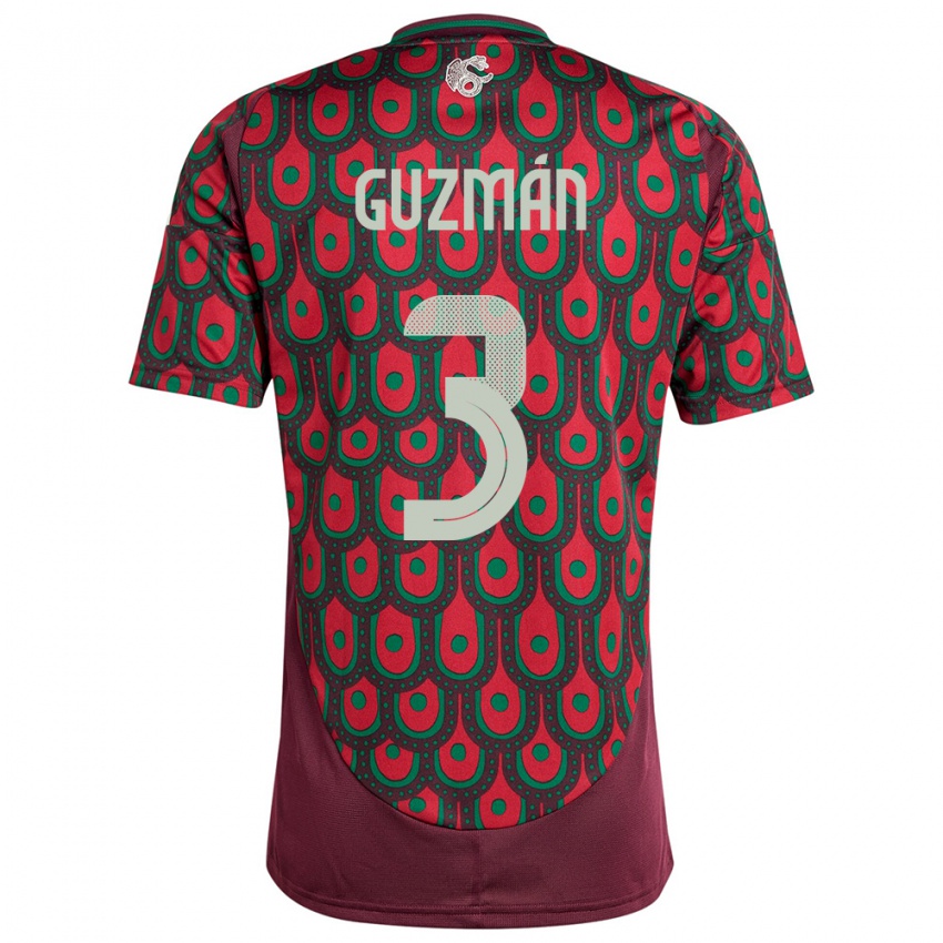 Hombre Camiseta México Victor Guzman #3 Granate 1ª Equipación 24-26 La Camisa Perú