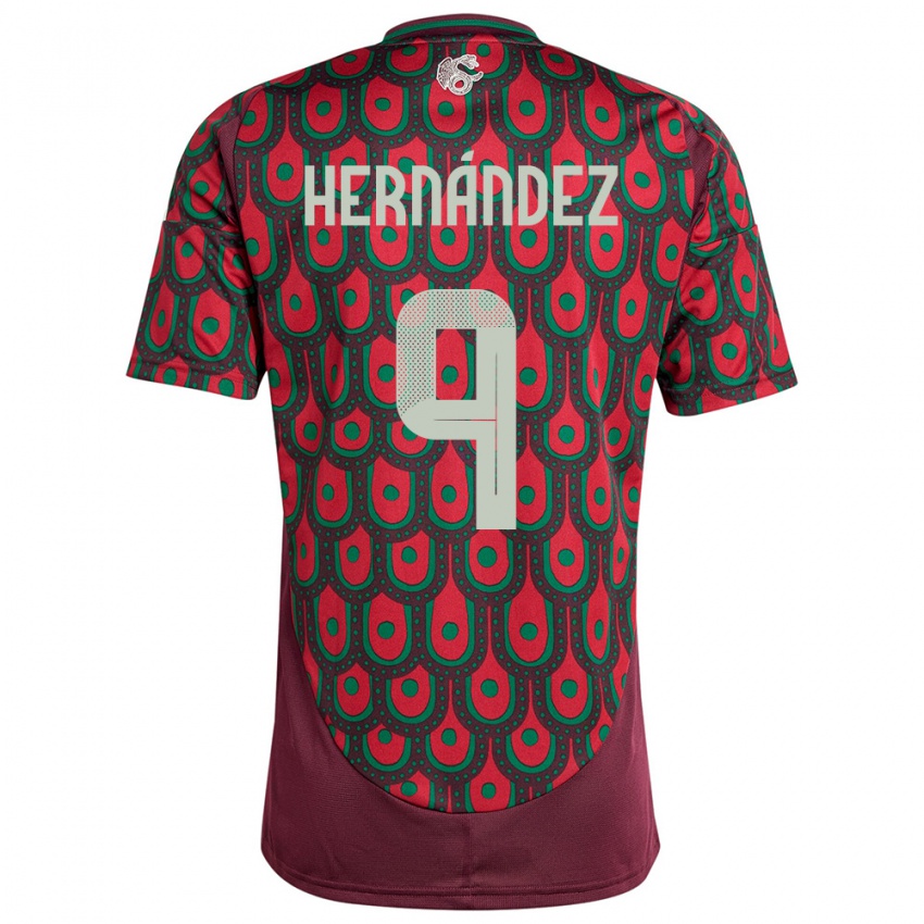 Hombre Camiseta México Jesus Hernandez #9 Granate 1ª Equipación 24-26 La Camisa Perú