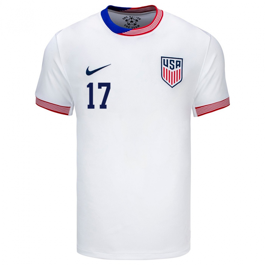 Hombre Camiseta Estados Unidos Malik Tillman #17 Blanco 1ª Equipación 24-26 La Camisa Perú