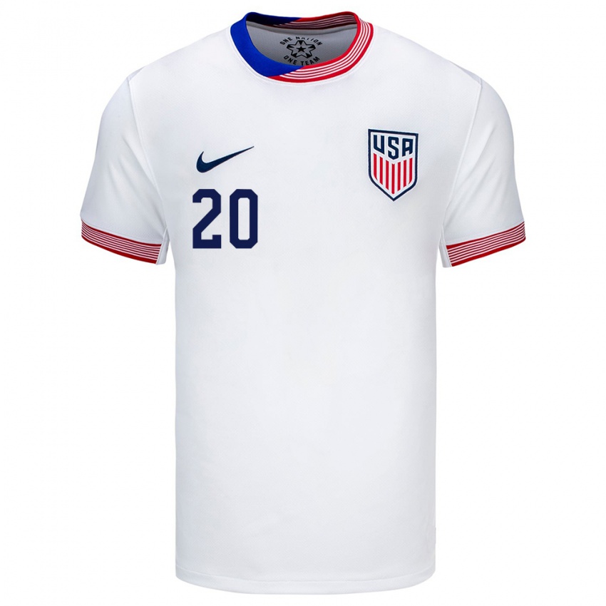 Hombre Camiseta Estados Unidos Jaelin Howell #20 Blanco 1ª Equipación 24-26 La Camisa Perú