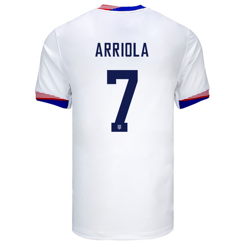 Hombre Camiseta Estados Unidos Paul Arriola #7 Blanco 1ª Equipación 24-26 La Camisa Perú