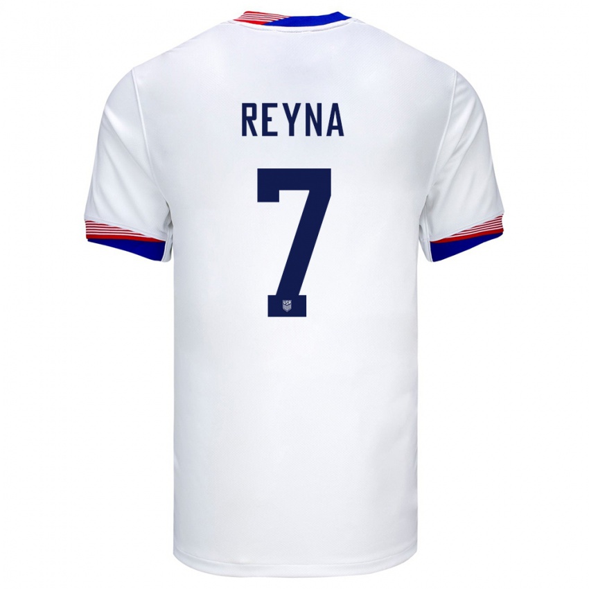 Hombre Camiseta Estados Unidos Giovanni Reyna #7 Blanco 1ª Equipación 24-26 La Camisa Perú