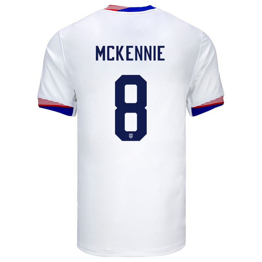 Hombre Camiseta Estados Unidos Weston Mckennie #8 Blanco 1ª Equipación 24-26 La Camisa Perú
