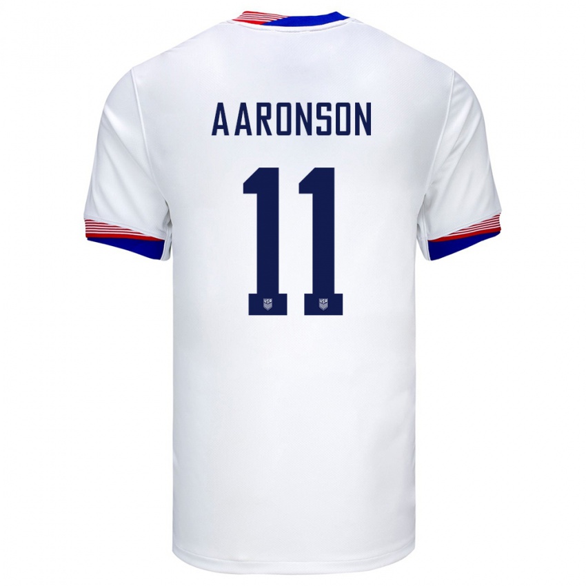 Hombre Camiseta Estados Unidos Brenden Aaronson #11 Blanco 1ª Equipación 24-26 La Camisa Perú