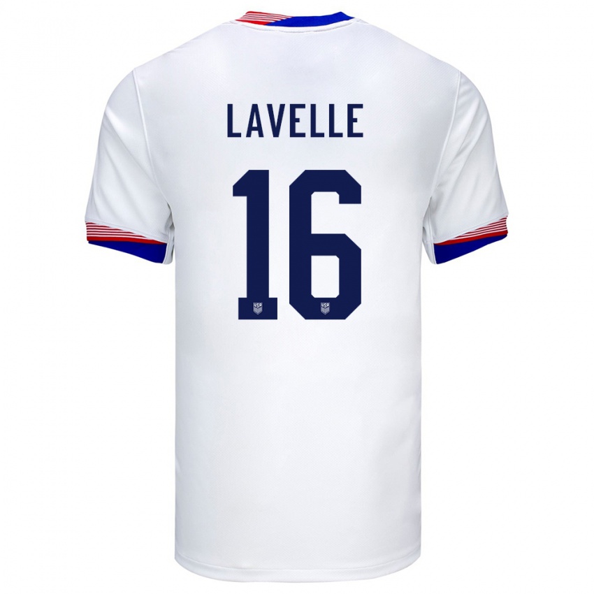 Hombre Camiseta Estados Unidos Rose Lavelle #16 Blanco 1ª Equipación 24-26 La Camisa Perú