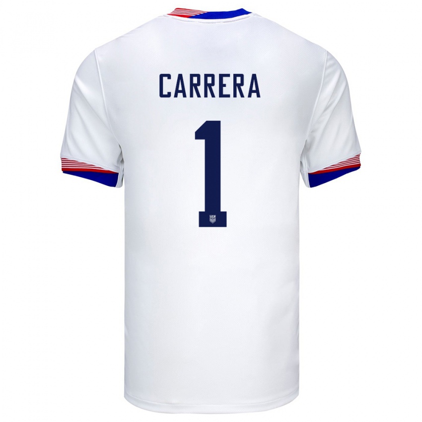 Hombre Camiseta Estados Unidos Antonio Carrera #1 Blanco 1ª Equipación 24-26 La Camisa Perú