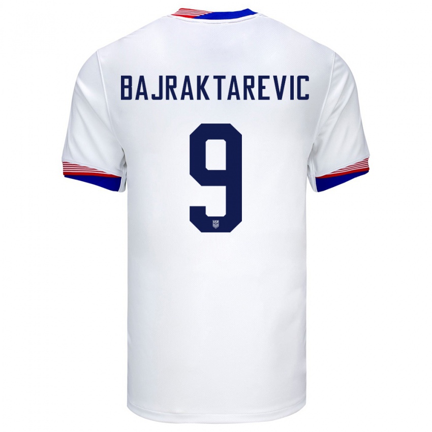 Hombre Camiseta Estados Unidos Esmir Bajraktarevic #9 Blanco 1ª Equipación 24-26 La Camisa Perú